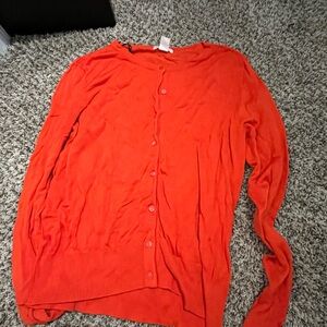 Vibrant Orange Button-Up Cardigan